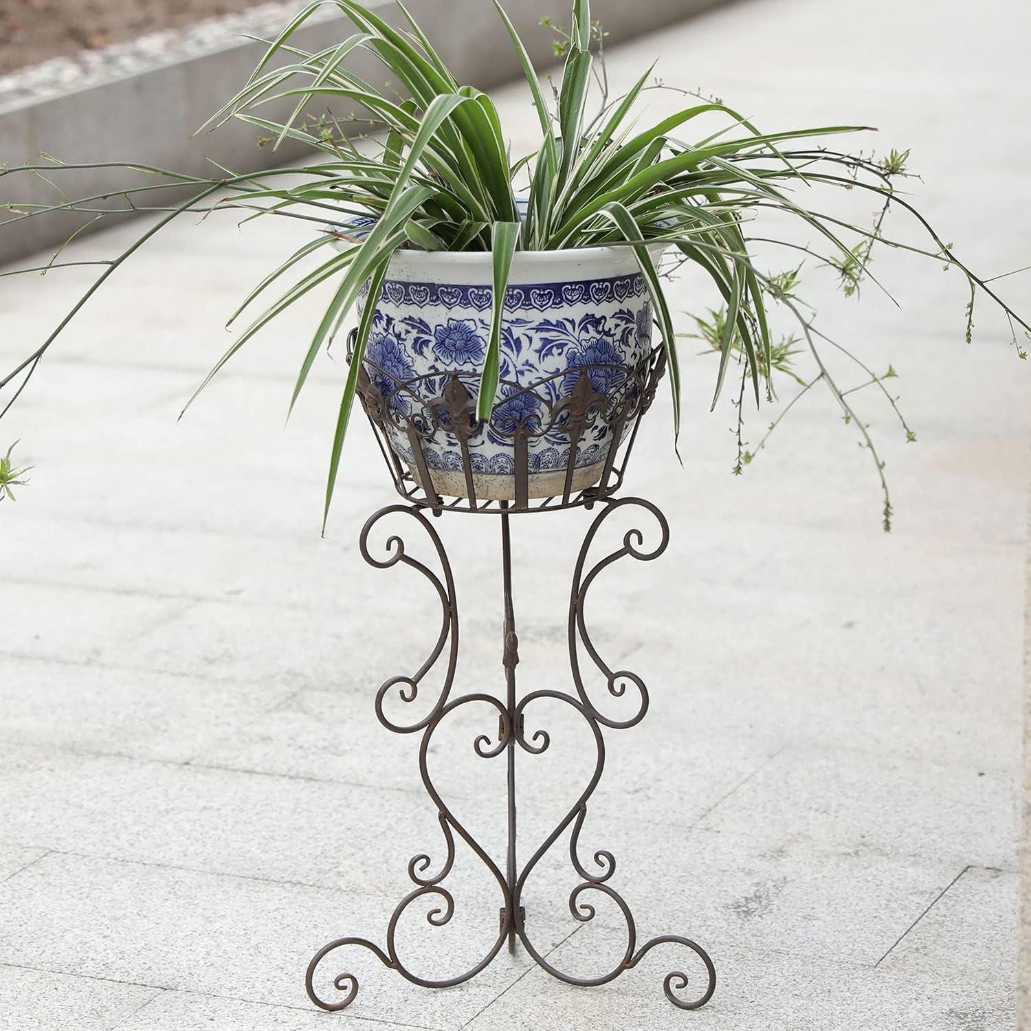 2 Pack Metal Tall Plant Stands, 25 Inch Wrought Iron Plant Stand, Heavy Duty Pot Stand Pedestal Holders, Unique Decorative Potted Planter Display Rack for Indoor Outdoor Garden Patio Lawn