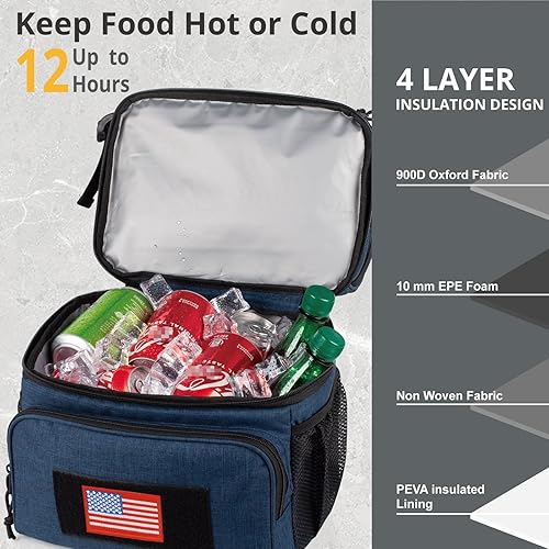 Miniatura 3 de ATRIPACK Lonchera táctica de 2 compartimentos para hombres y adultos, lonchera táctica a prueba de fugas, bolsa térmica grande para el trabajo con