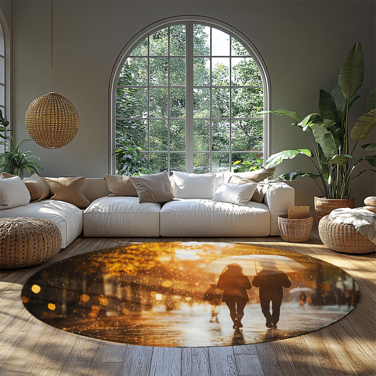 Tapis rond 160x160cm lavable et antidérapant esthétique pour sol de chambre