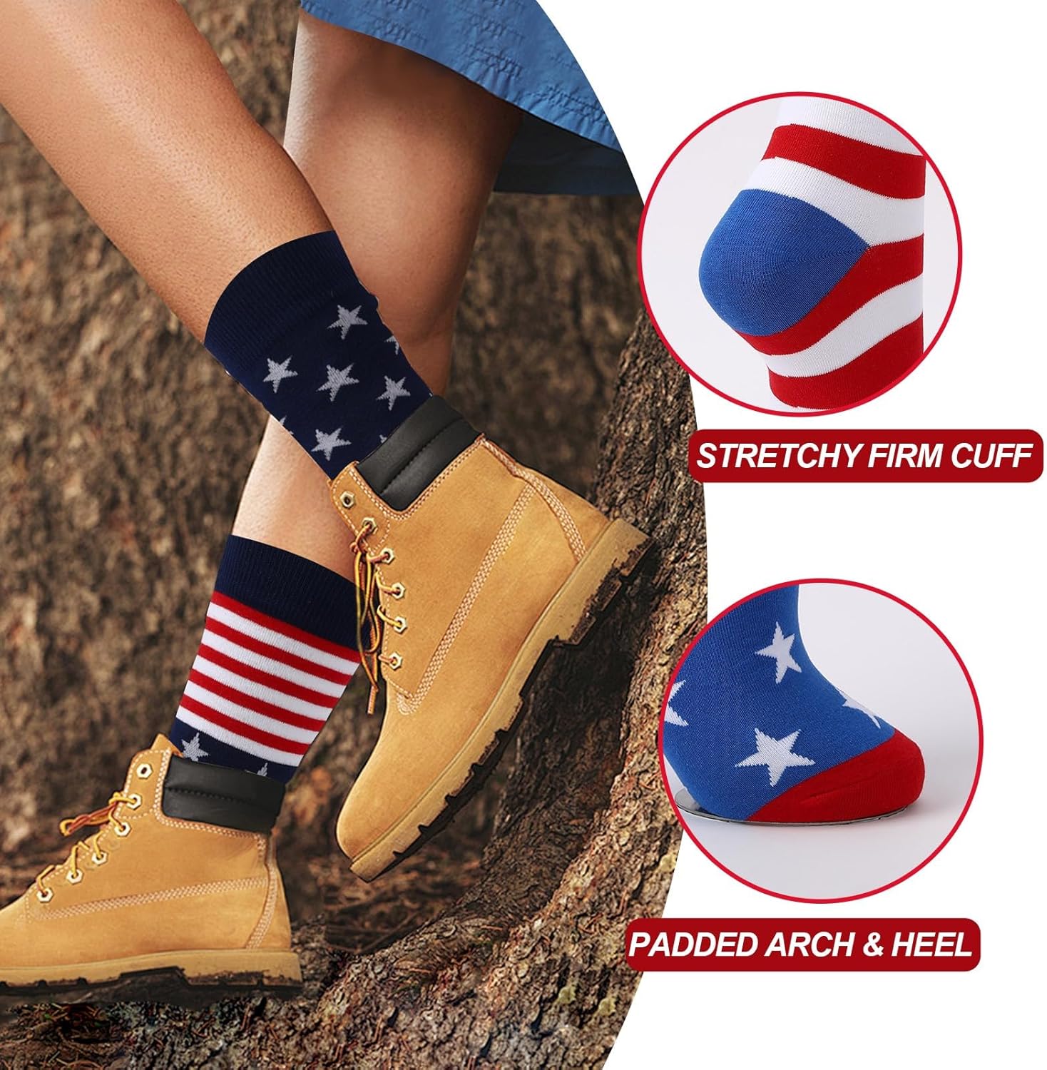 2 Pairs American Flag Socks,4th July Patriots Middle Sock,Star and Stripe Patriotic Freedom Day Gifts,Funny Wedding Gift Sock for Men Women - Image 2