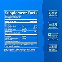 Vista 5 de Nello Supercalm - Mezcla de bebida – Limonada de frambuesa y mandarina tropical Ashwagandha KSM 66, suplemento de glicinato de magnesio y L-teanina