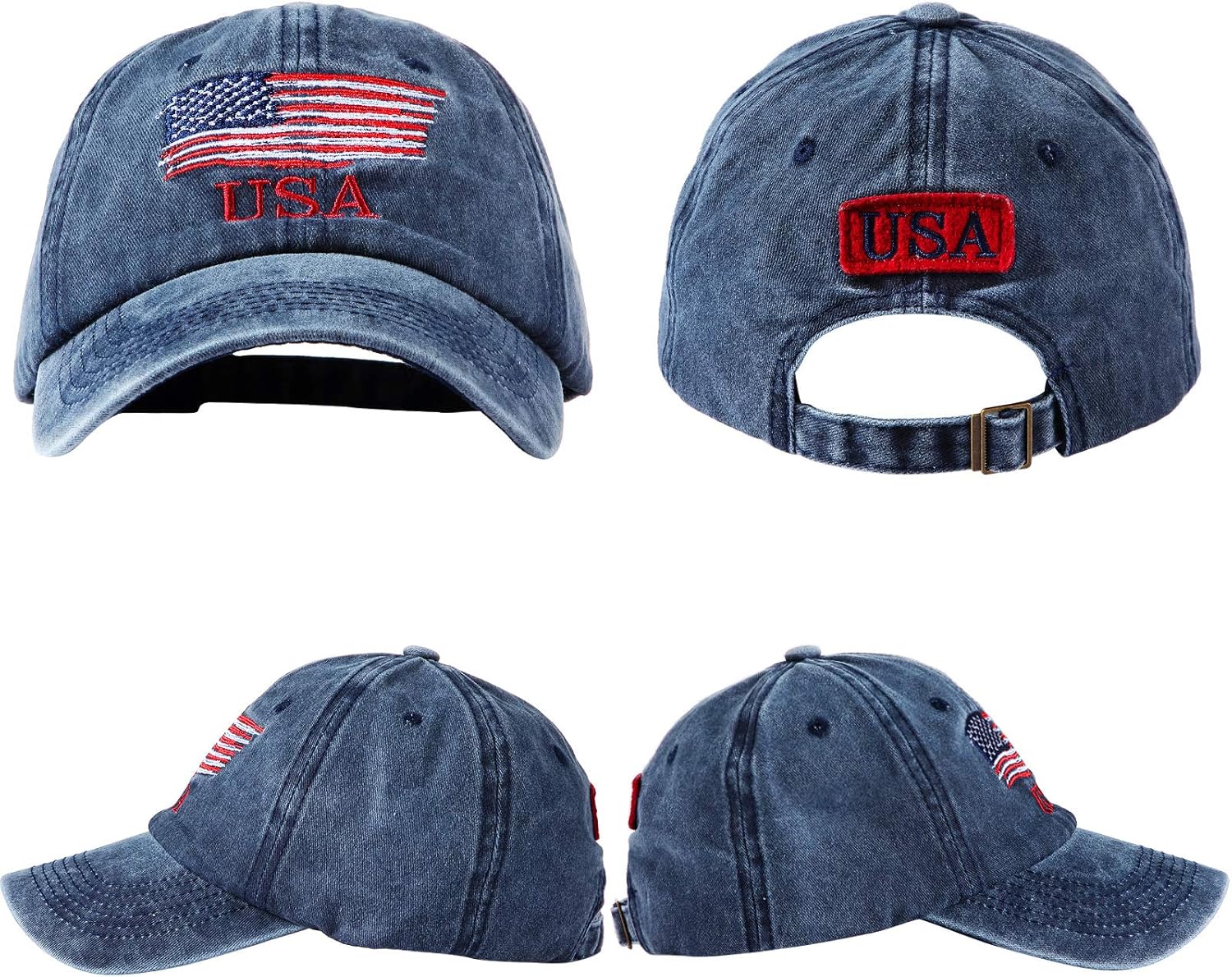 Geyoga 3 Pieces 250 Anniversary USA Hat Men Patriotic Adjustable Baseball Embroidered Hat Women American Flag Commemorative Tactical Washed - Image 4
