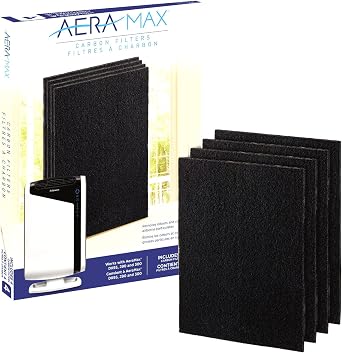 Fellowes Carbon Filters for AeraMax Air Purifiers - 4 Pack 9324201,Black, 16.1" x 12.4" x 0.2"
