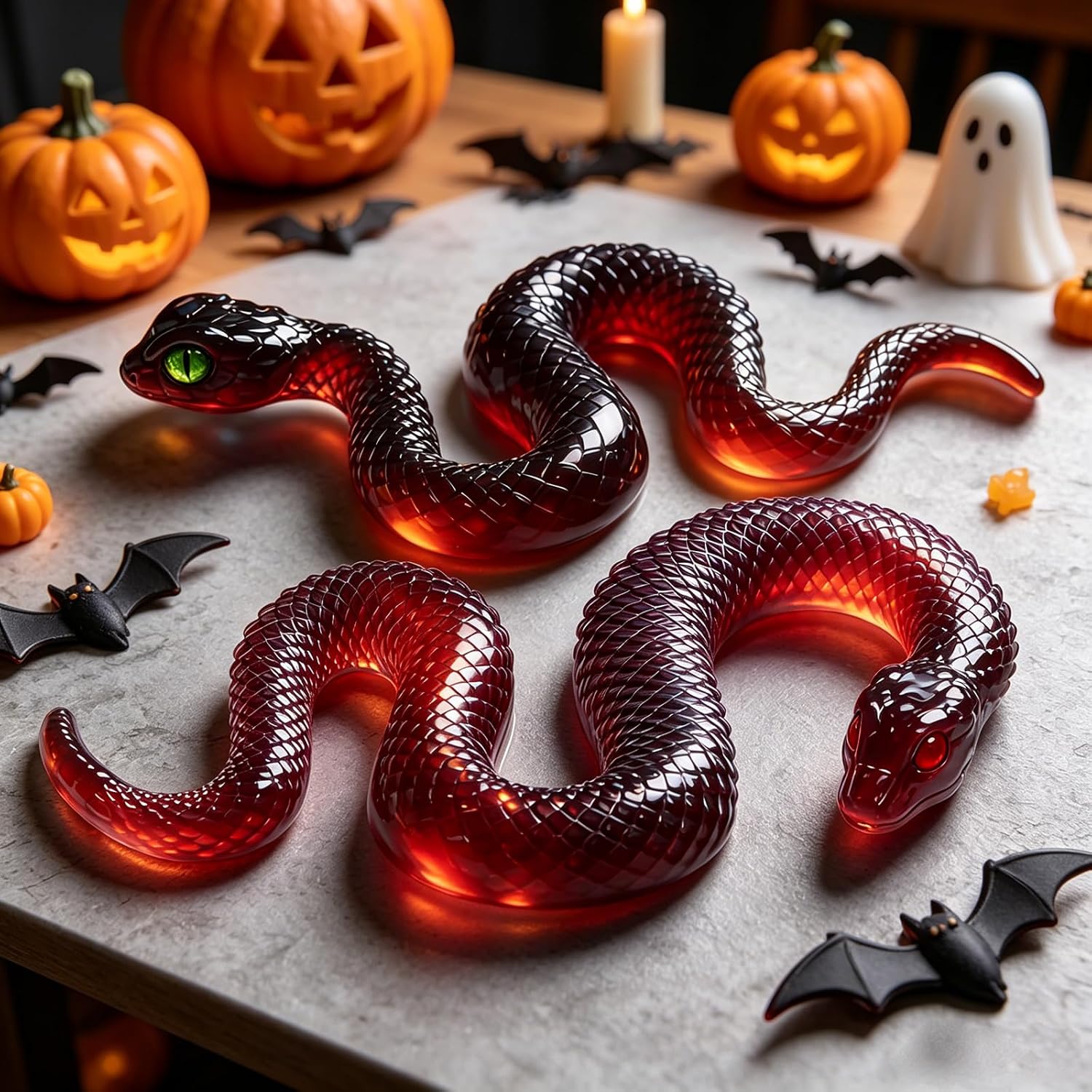 2Pcs 3D Snake Silicone Molds Serpent Resin Casting Molds with Detailed Scales, Large 8.19x4.96x0.83 Inch Epoxy Resin Mold for DIY Crafts, Plaster, Wax, Home Decor, Mysterious Animal Mold Set