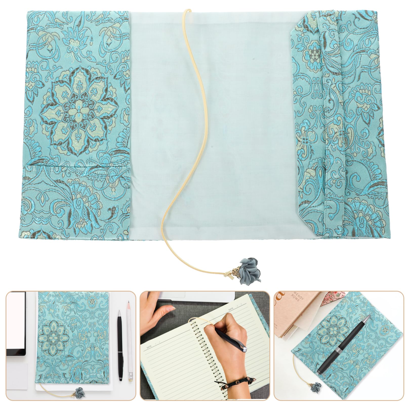 HOMSFOU 3 Pièces Couverture De Livre En Tissu Couvertures De Livres Décoratives es De Livres En Tissu es De Et Accessoires De Light Green