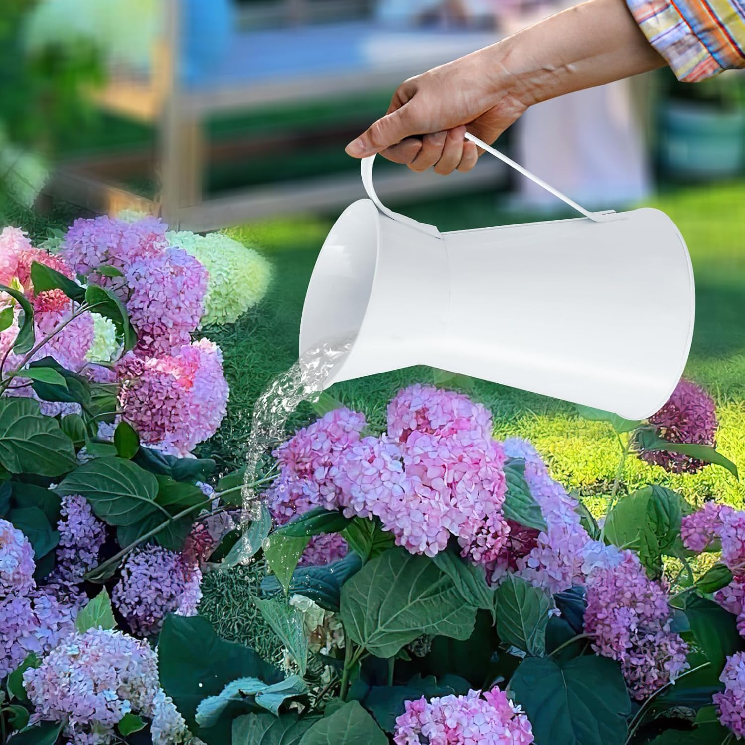 Metal Watering Pitcher, Cream Farmhouse Style Flower Vase, Decorative Milk Jug for Home Decor, 7.87 inch Height (White) - Image 5