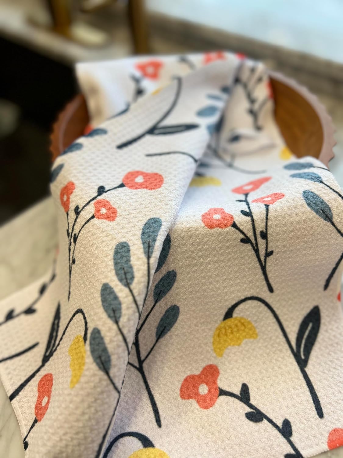 || 2 Pack Double Sided|| Not Your Ordinary Dish Towels || Waffle Weave Microfiber || Tea Towels || Highly Absorbent || Hanging Loop || Dish Cloths || Designer Prints|| Navy - Image 3