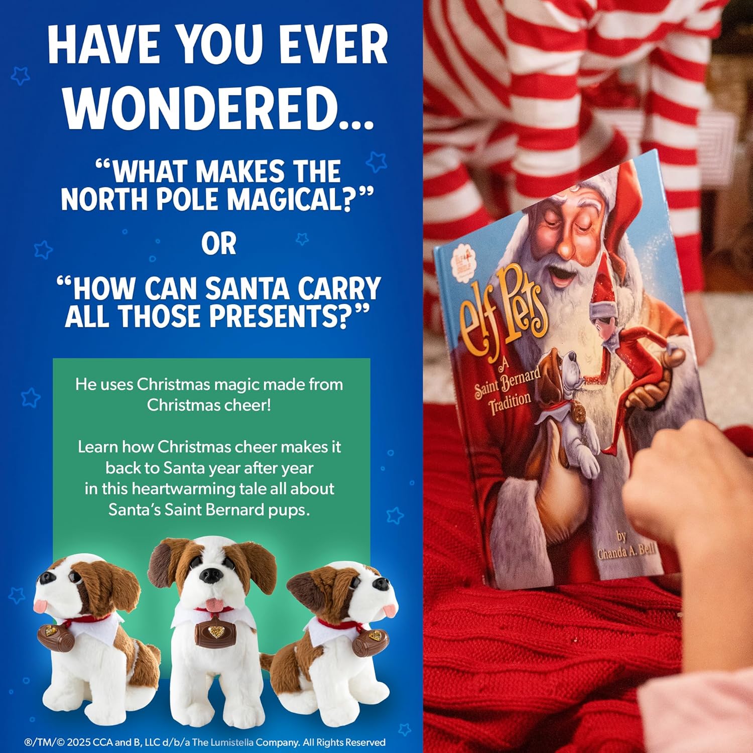 Elf Pets: A Saint Bernard Tradition- Includes Beautifully Illustrated Hardbound Storybook, Huggable Elf Pet St. Bernard Stuffed Animal with Barrel Charm and Official Adoption Certificate