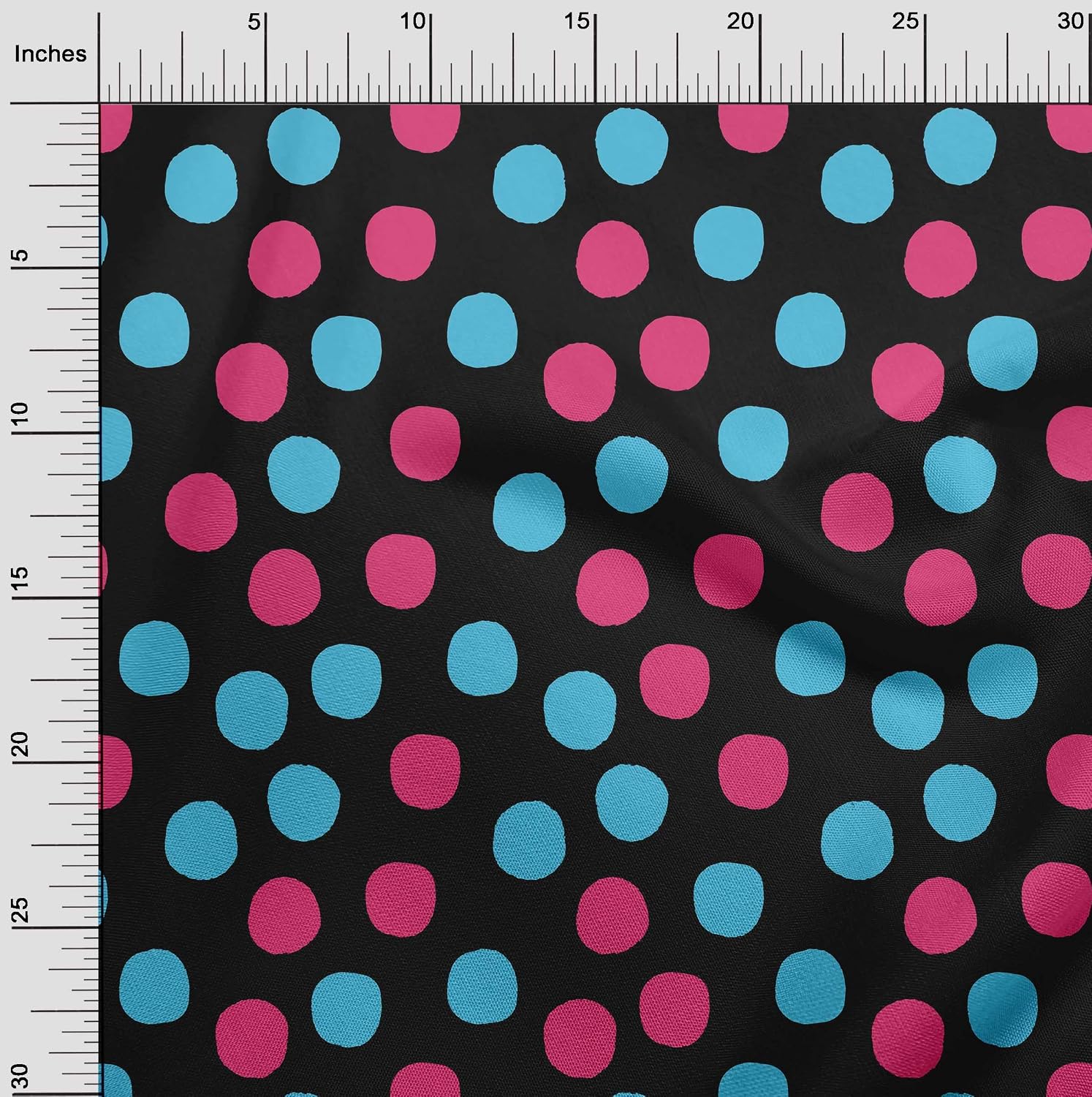 oneOone Cotton Flex Black Fabric Polka DIY Clothing Quilting Fabric Print Fabric by Yard 40 Inches Wide-5150