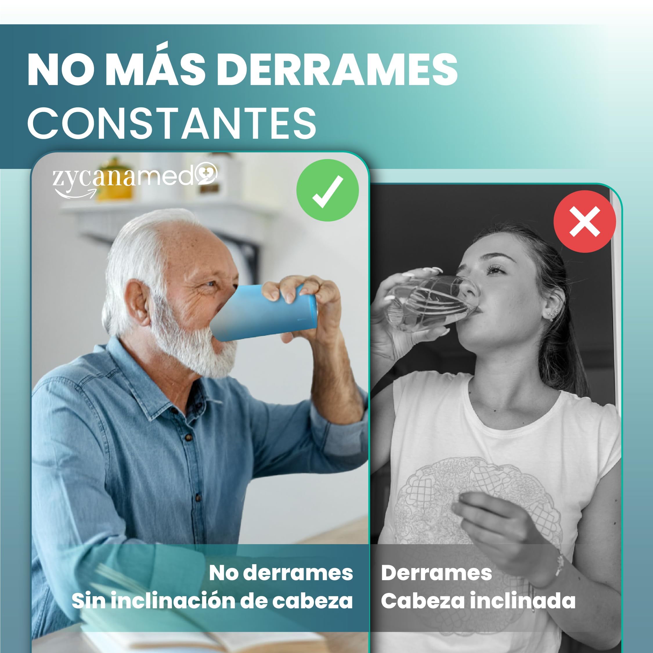 ZYCANAMED Vaso Disfagia Recortado Con Hueco Para nariz escotado Anti Atragantamiento Vaso Ortopédico Para Discapacitados - 2 Unidades (Polipropileno (PP) (Vasos) — view 7