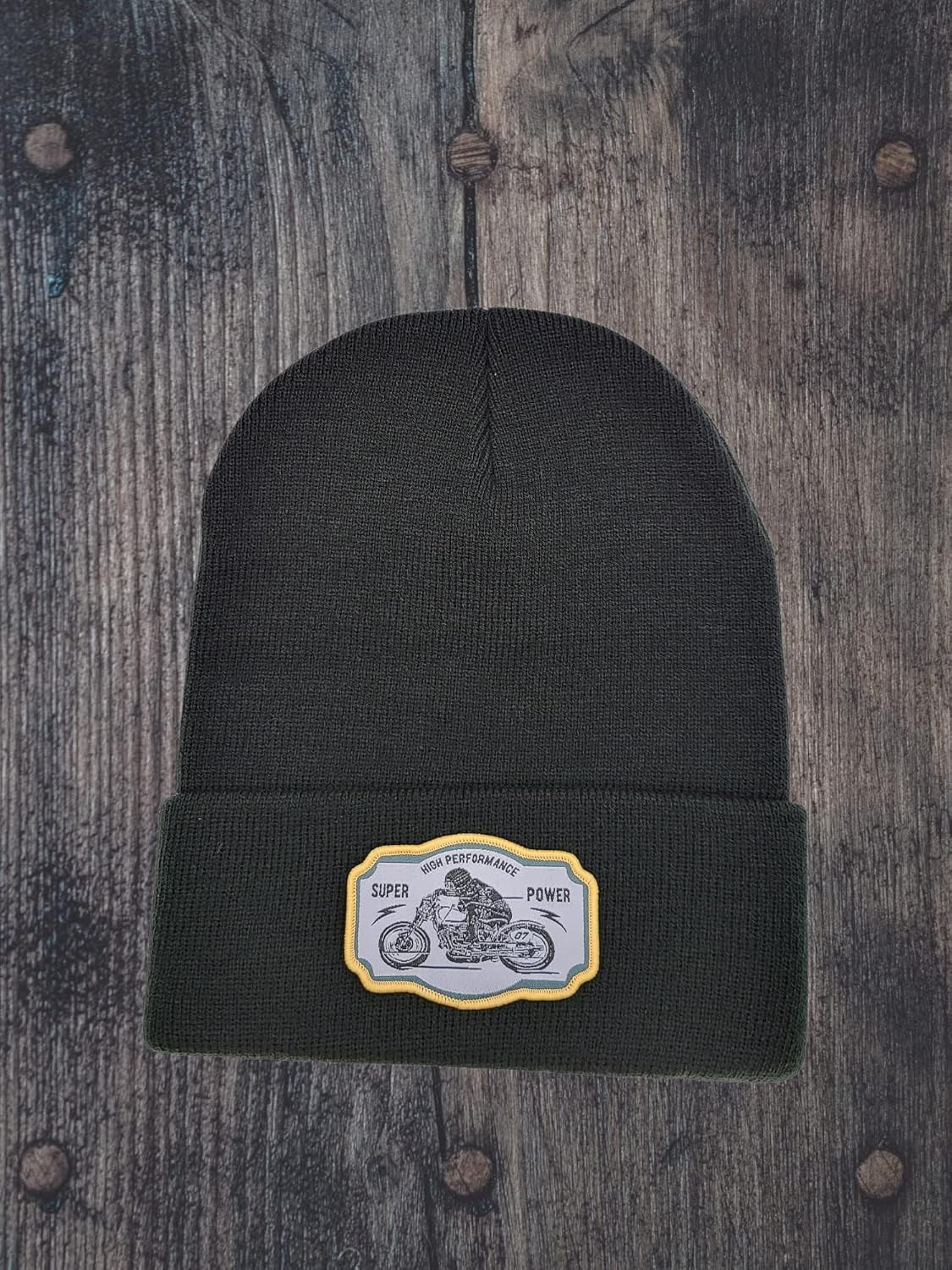 PNW Apparel Motorcycle Beanie with High Performance Super Power Bike Patch