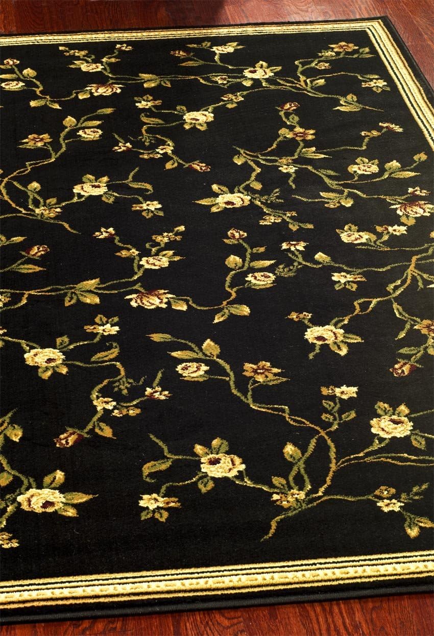 SAFAVIEH Lyndhurst Collection Accent Rug - 3'3" x 5'3", Black, Traditional Floral Design, Non-Shedding & Easy Care, Ideal for High Traffic Areas in Entryway, Living Room, Bedroom (LNH220A)