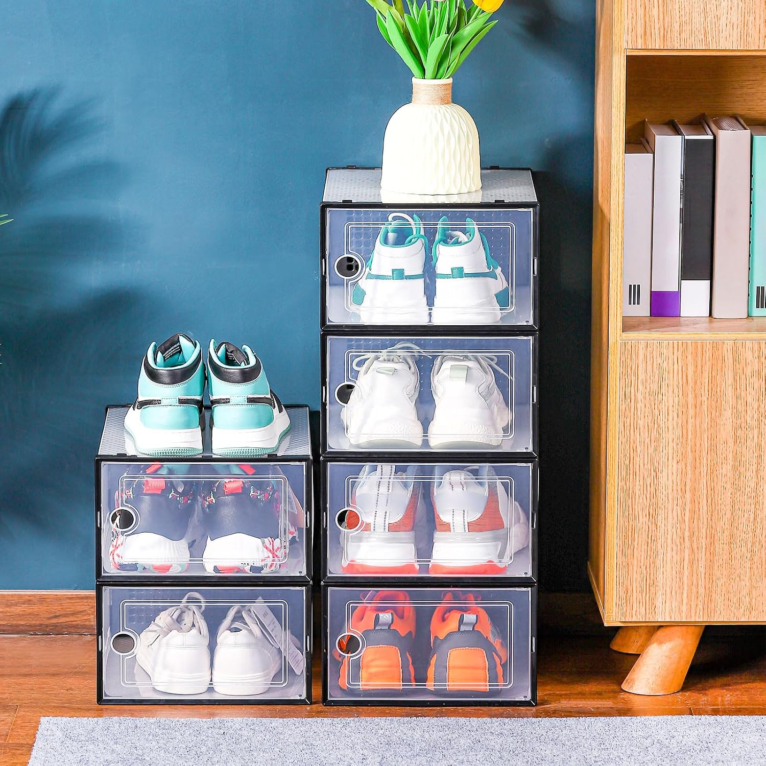 6PCS transparent shoebox for easy storage shoes odorless environmentally friendly particles plastic