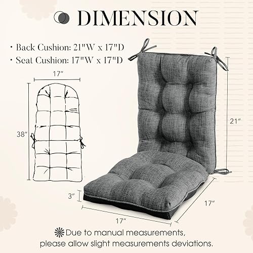 Miniatura 3 de Basic Beyond Juego de 2 cojines para mecedoras de porche para sillas mecedoras de madera para exteriores con acolchado grueso, cojín de respaldo con