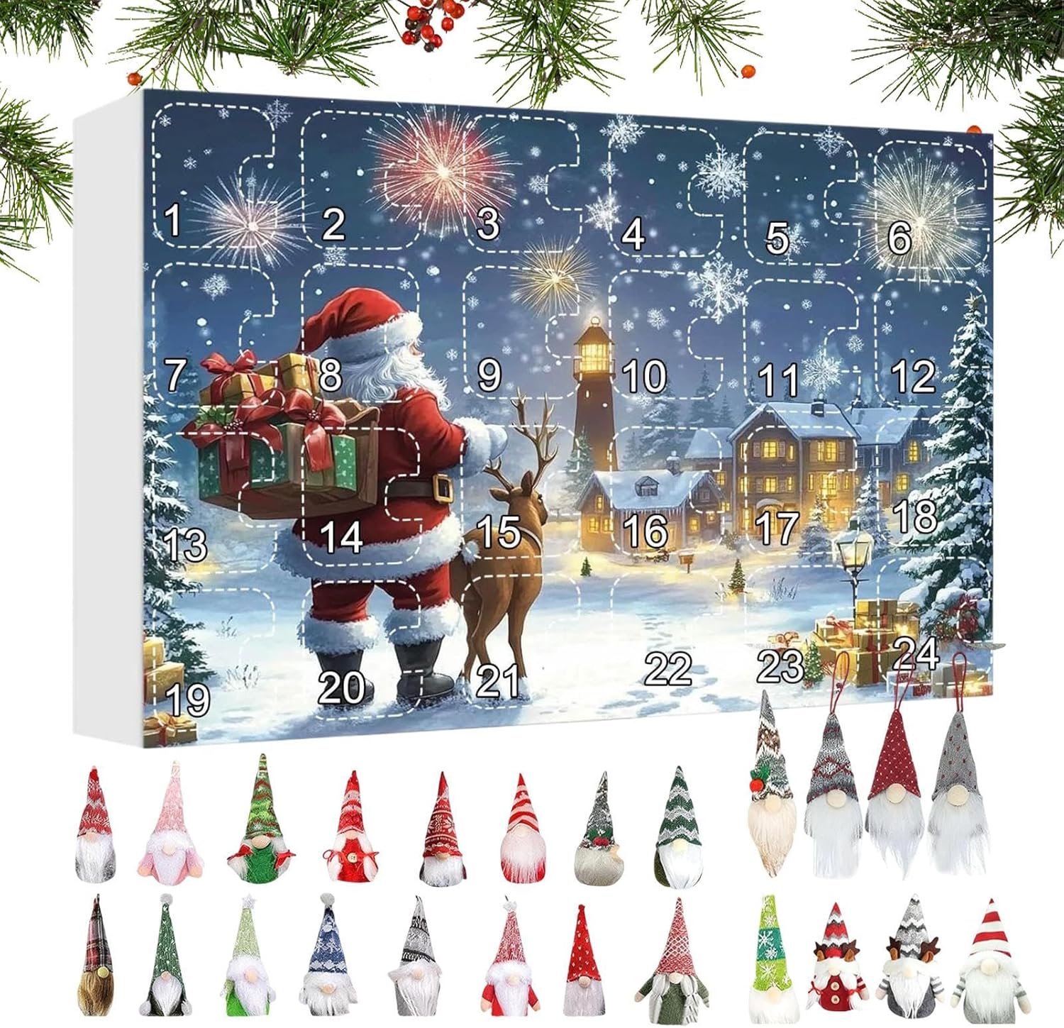 Christmas Countdown - Plush Ornament Figurines - Gnome Christmas Tree 24-Day,for Holiday Thanksgiving Easter Teens Kids Adults Seasonal Halloween
