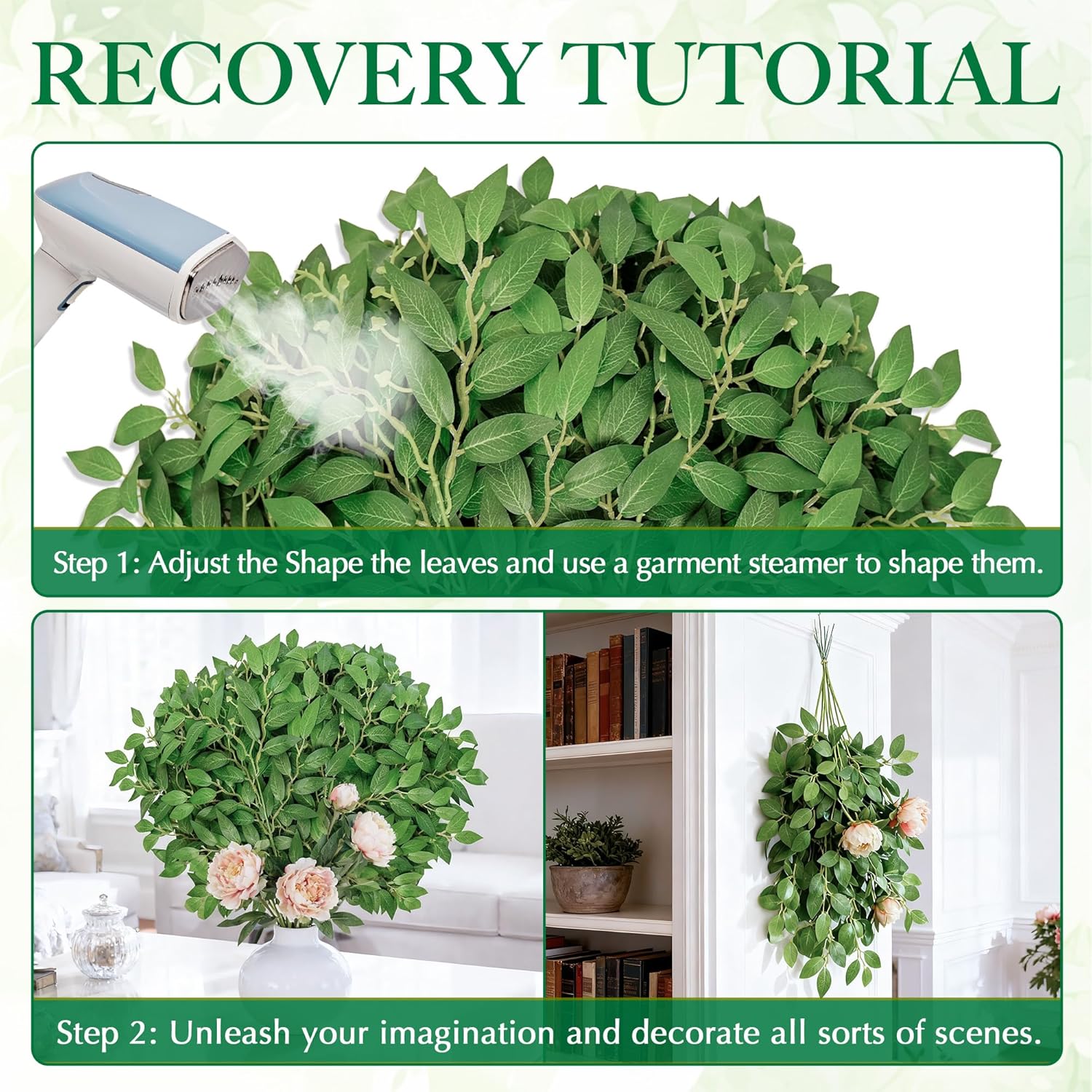 Fake Leaves(24pack) Faux Greenery Stems,Silk Greenery,Artificial Tree Branches,for Table Decor for centerpieces Italian Decorations Floral Arrangements etc Reusable.