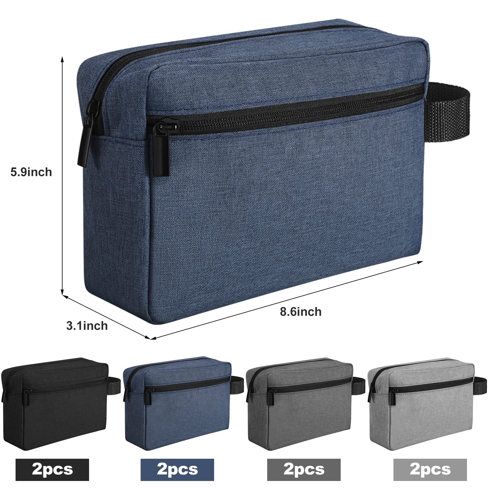 Sanwuta 8-Piece Travel Toiletry Bags with Handles, Oxford Cloth, 4 Colors