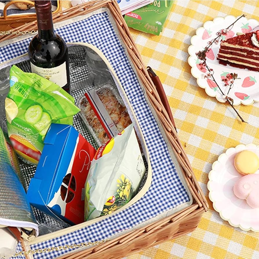 籐製ピクニックセット Amazon.co.jp: 2人用 伝統的な籐製ピクニックバスケット 籐かご