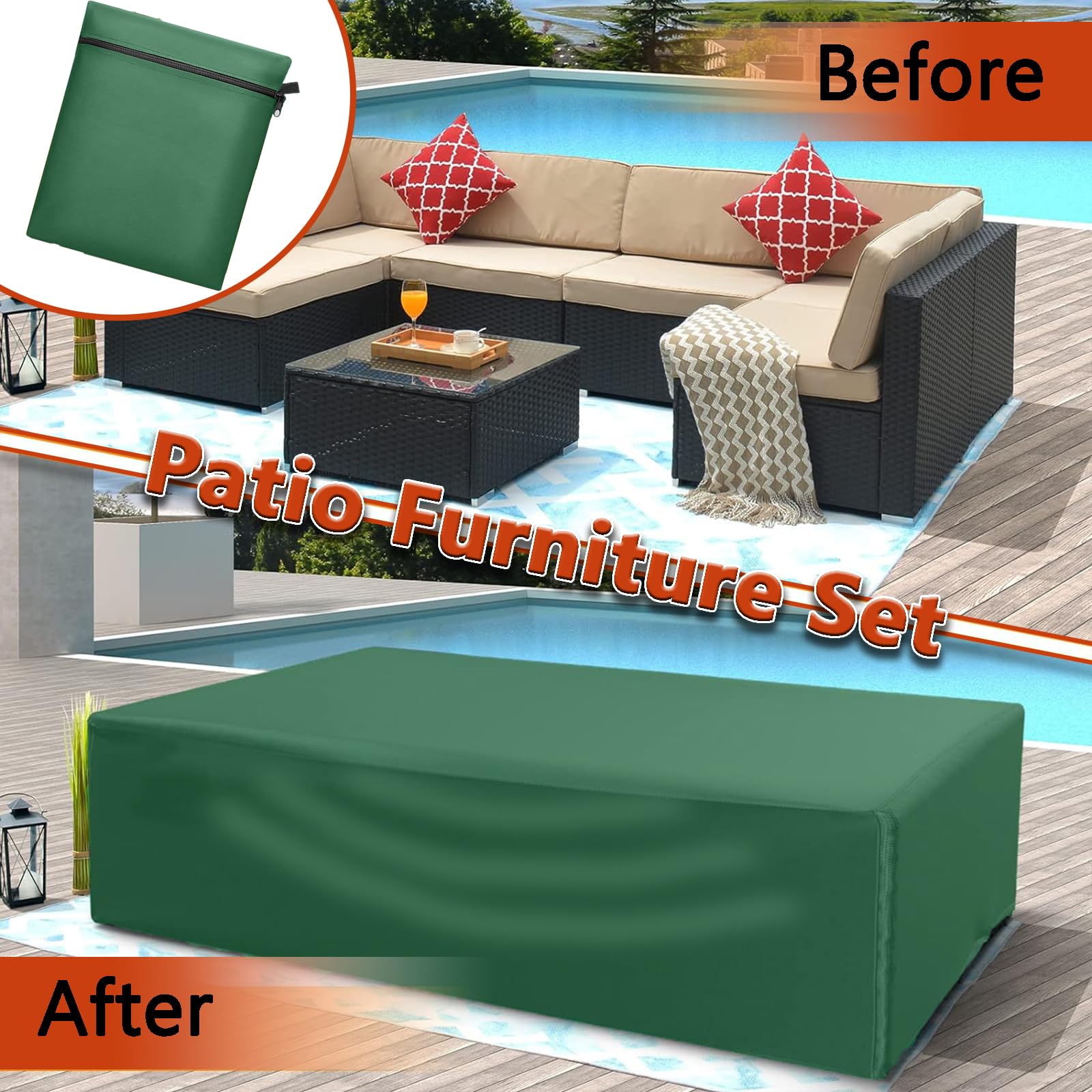 Funda Mesa Jardin Impermeable 400x160x100cm (LxWxH) Funda