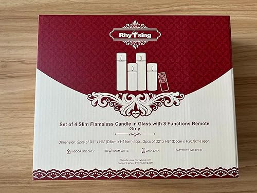 Miniatura 7 de Rhytsing Velas LED de vidrio a pilas, velas blancas delgadas sin llama con control remoto, luz blanca cálida, 8 baterías incluidas, D 2 pulgadas,