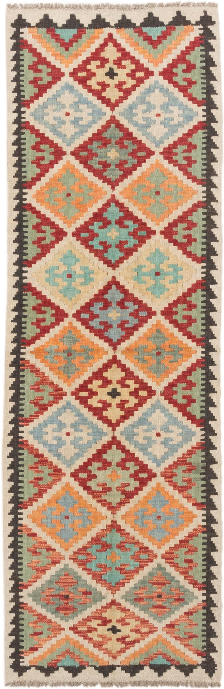Tapis d'Orient Kilim Afghan en laine tissé à la main pour couloir chic
