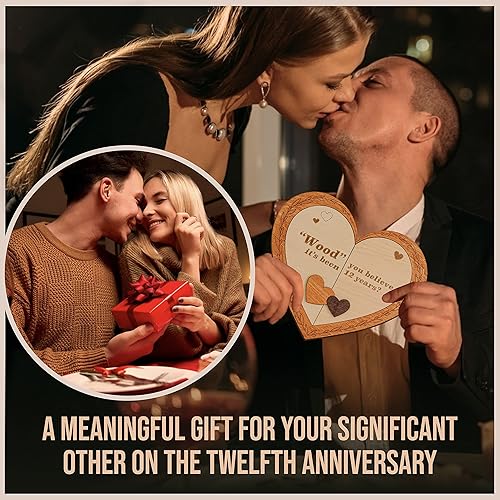 Vista 3 de Regalos de madera de aniversario de 12 años para ella y él, regalos de boda para marido y esposa, aniversario para parejas casadas, ideas
