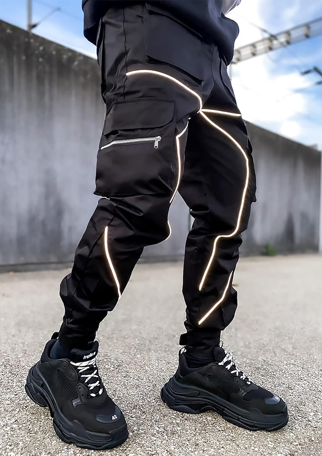 DIOTSR Mens Cargo Pants Techwear Hip Hop Harem Pant Jogger Sweatpants with Pockets Streetwear Punk Jogging - Image 3