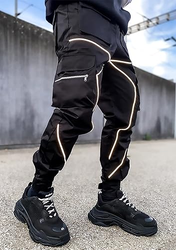 Miniatura 3 de DIOTSR Pantalones cargo para hombre Techwear Hip Hop Harem Pantalones deportivos con bolsillos Streetwear Punk Jogging