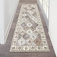 Vista 22 de HEBE - Alfombra de pasillo de 2 x 8 pies, lavable, vintage, envejecida, antideslizante, alfombra de lavandería, alfombra bohemia para pasillos