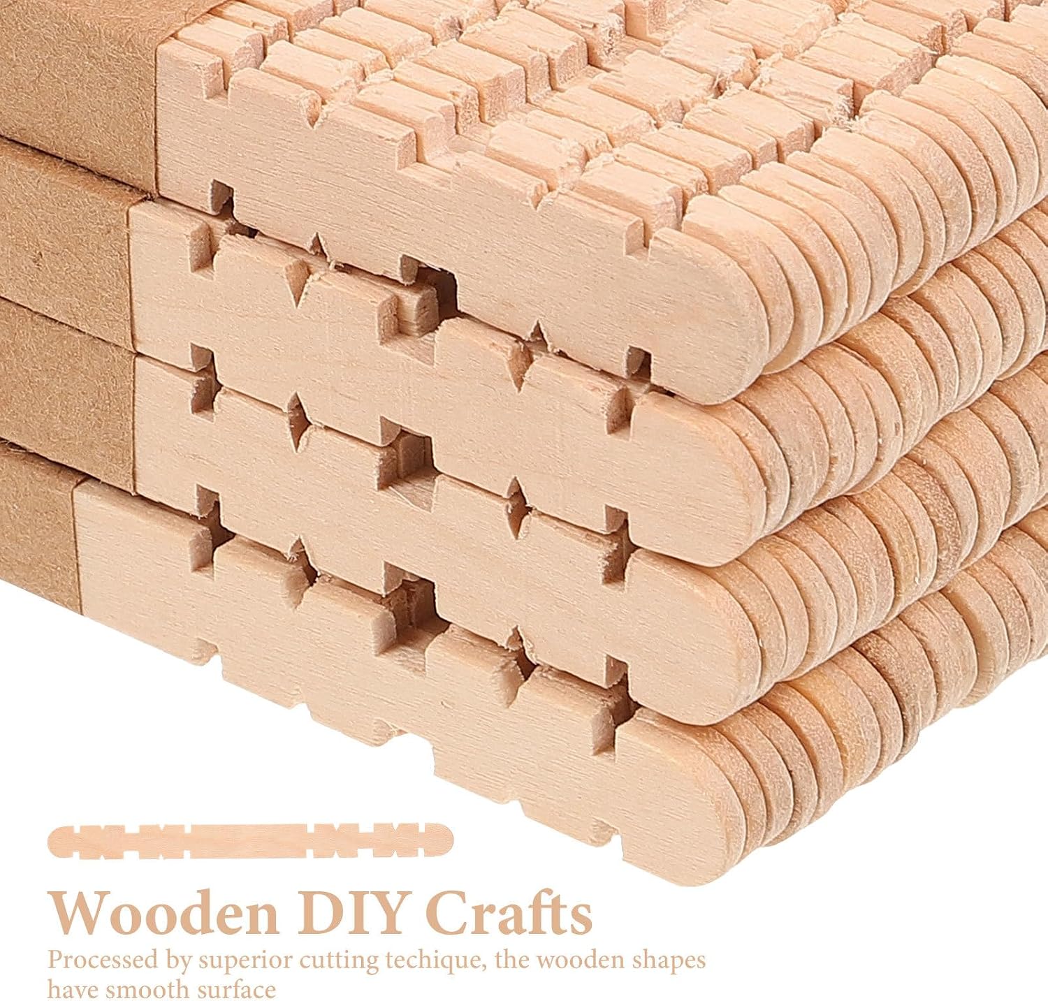ARTIBETTER Sawtooth Wooden Sticks for Crafts 200 pcs DIY Handmade Materials Creative Batten for Building Model Wall Window Porch Decor Birthday Wedding Christmas Party