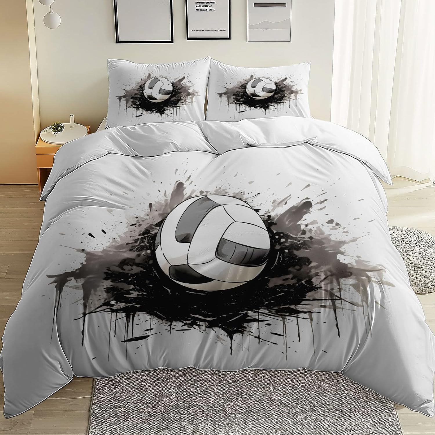 Housse de couette volleyball 200x200 avec fermeture éclair pour lit double