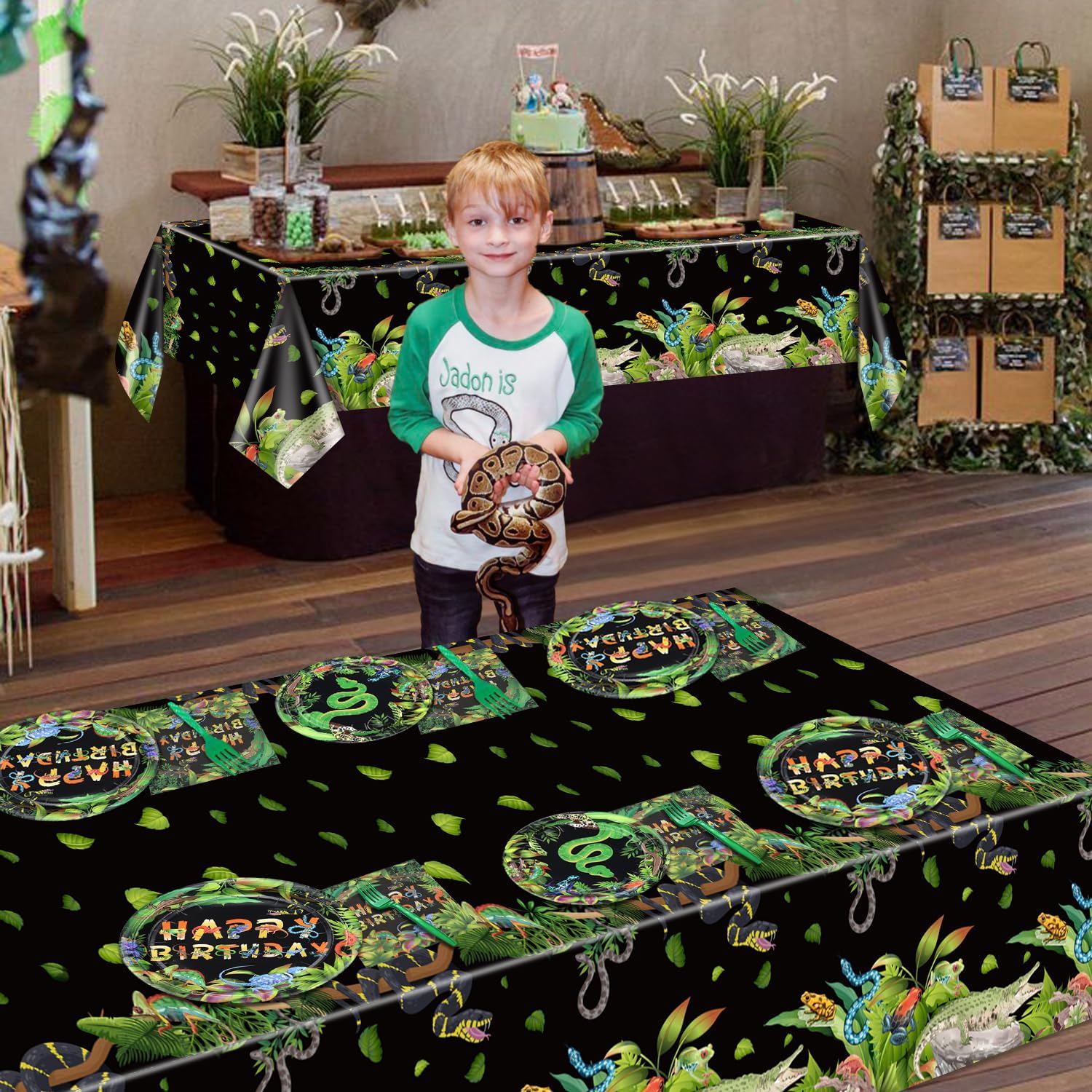 Alligatore Sfondo Per Festa Di Compleanno – Tema Giungla/Rettili 150x90 Cm - 5