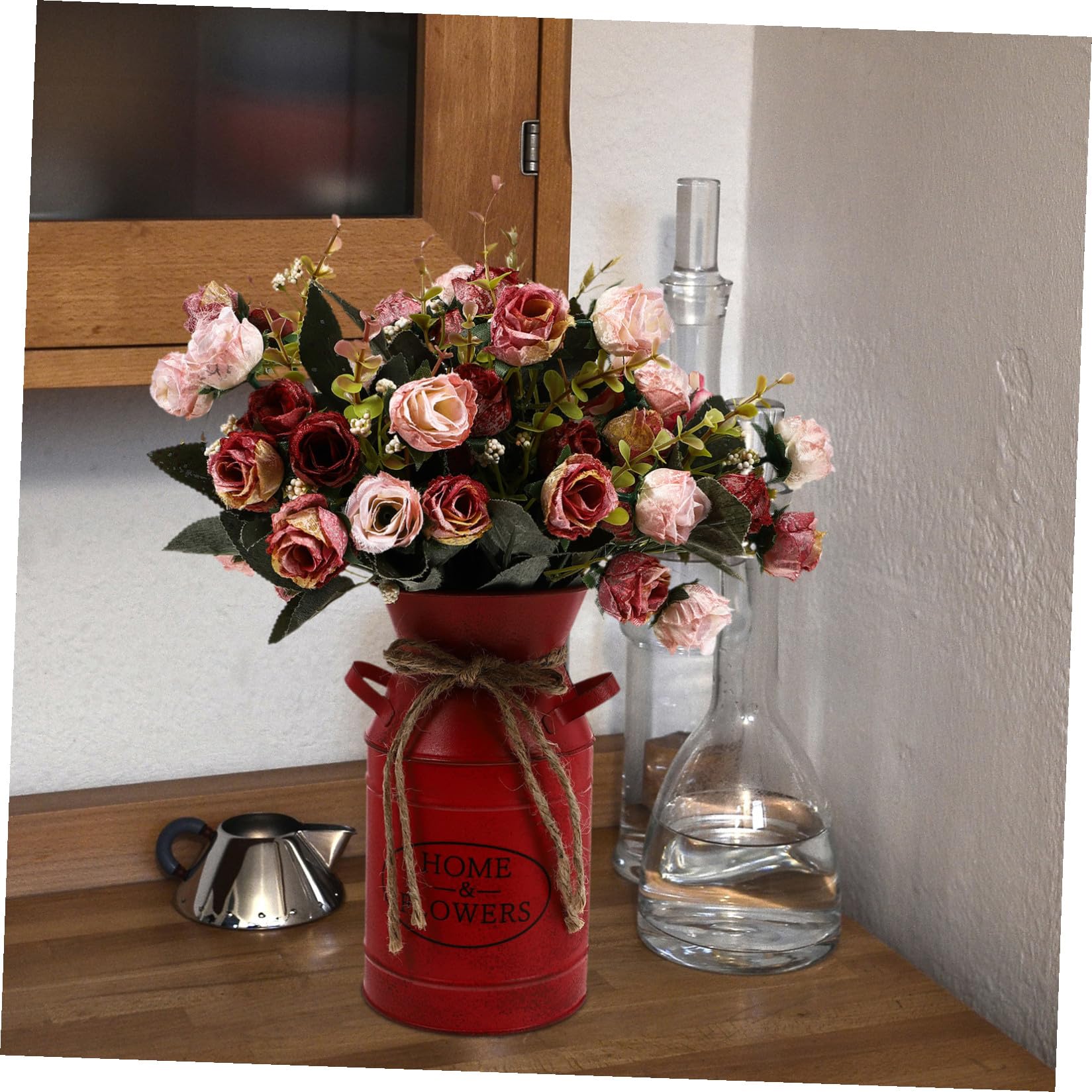 Amazon.com: 4 Pcs Red Milk can Shaped Metal Flower Buckets for