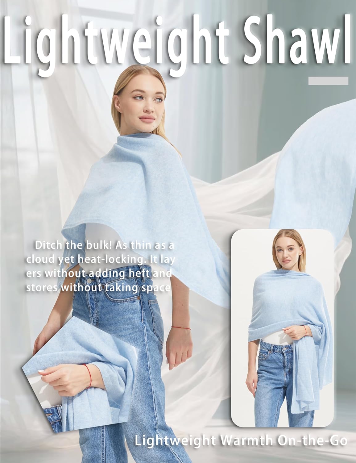 Luxury Cashmere Shawl and Wrap for Women, All-Season Pashmina Scarf Travel Blanket Large Cashmere Wool Blend Shawl