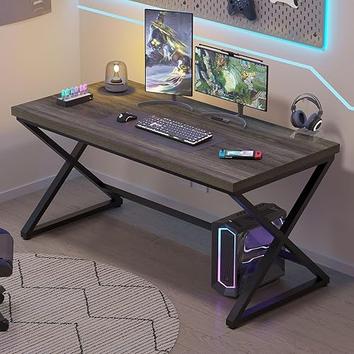 Vista 15 de IBF Escritorio para computadora negro, escritorio de trabajo simple para el hogar u oficina, escritorio industrial para escribir y estudiar