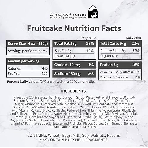 Miniatura 7 de Trappist Abbey Monastery Pastel de frutas - Pastel navideño con frutas confitadas y nueces - Pastel de frutas tradicional empapado en brandy de 120