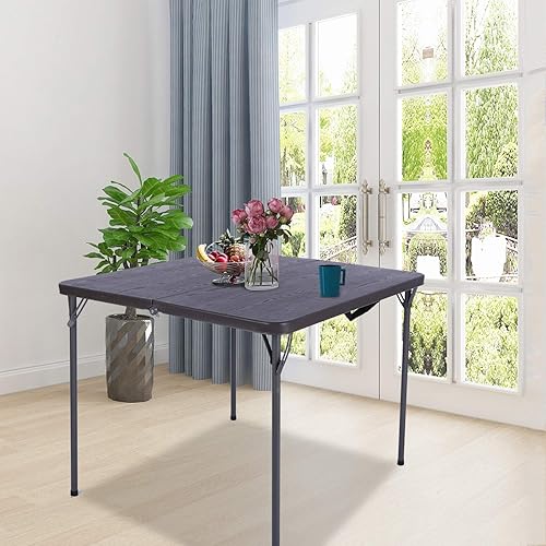 Miniatura 9 de REDCAMP Mesa plegable cuadrada de 34 pulgadas con parte superior de resina, mesas de tarjetas pequeñas plegables portátiles con patas plegables para