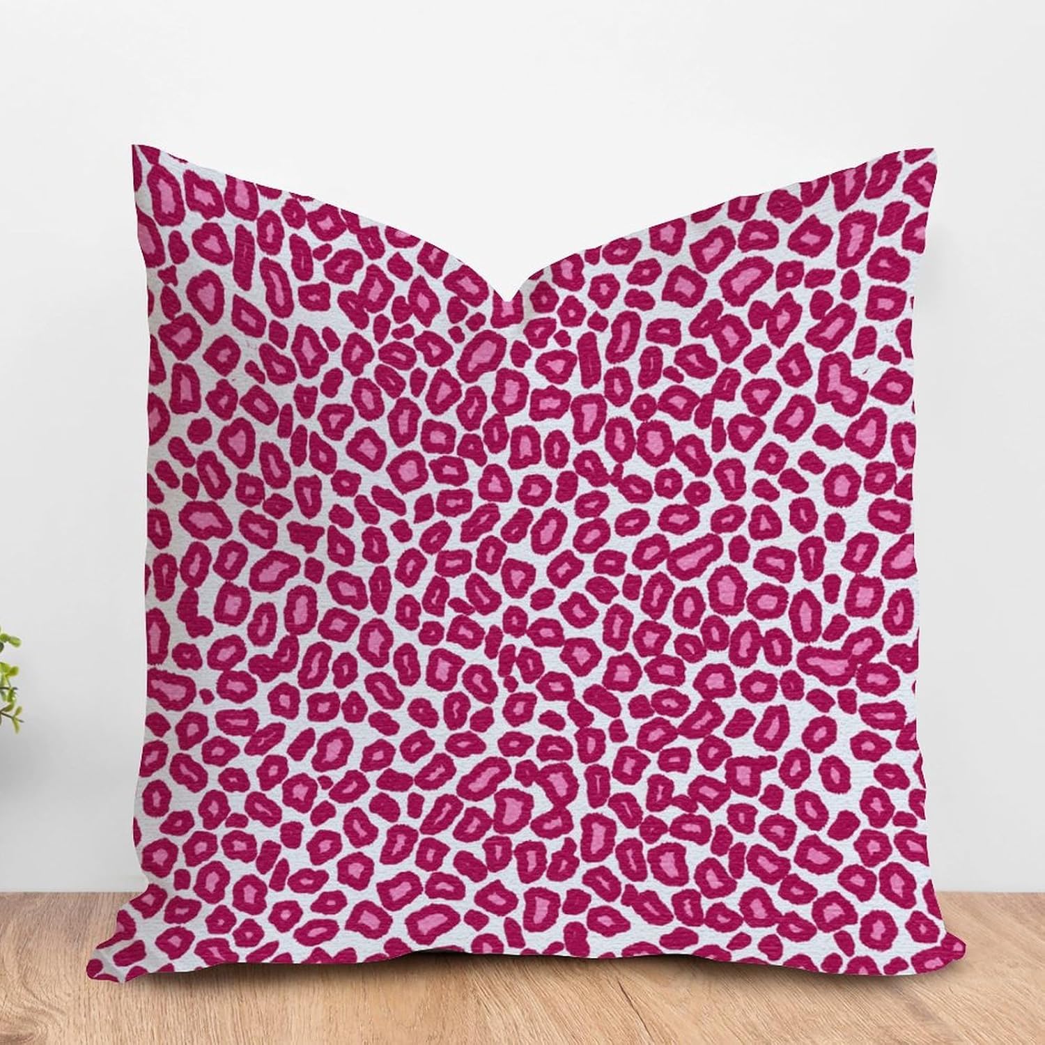 MangGou Hot Pink Cheetah Print Pillow Cover Fuchsia Leopard