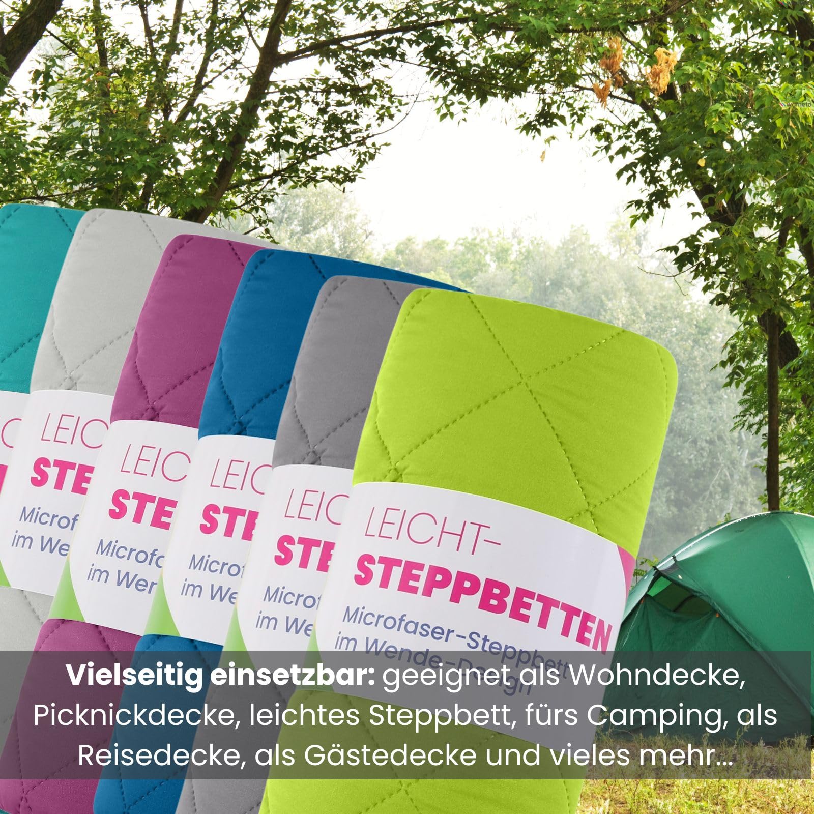 Wometo 2 Stück Microfaser Sommer Steppbett Wende-Design 135x200 oekoTex grau hellgrau Kochfest 95° Sommerbettdecke Leichtsteppbett 2er Set