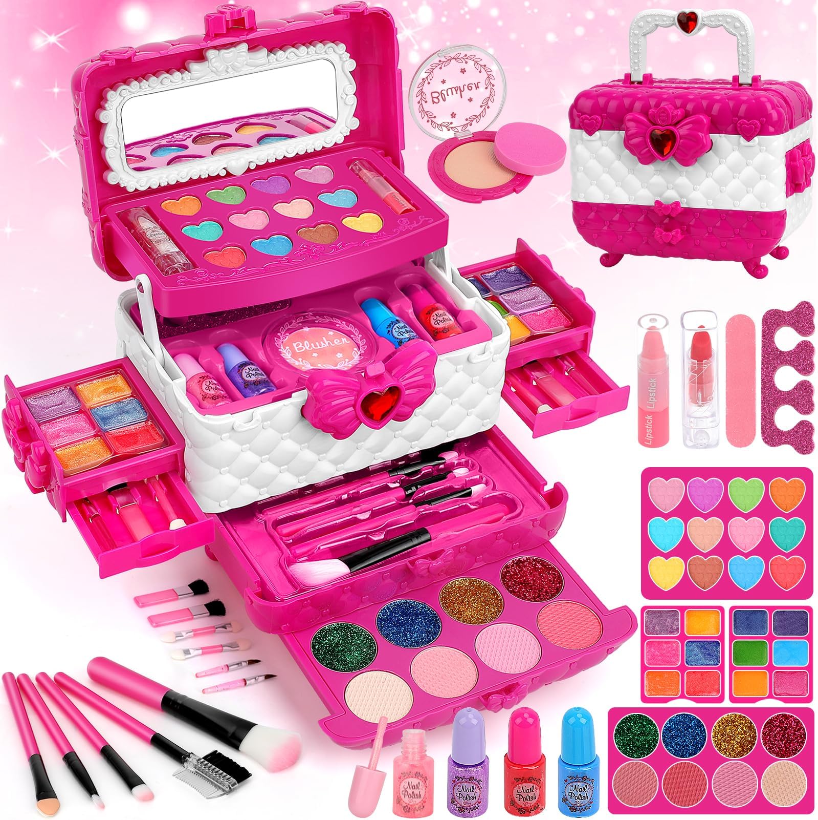 Kids Makeup Kit for Girls Toys, Teensymic Makeup Toys for Girls Washable Makeup Princess Make Up Toy for Girl Age 3-12 Birthday