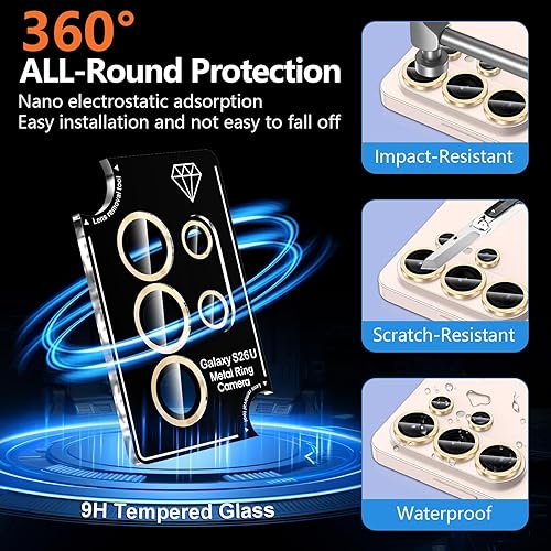 Vista 316 de para Samsung Galaxy Z Flip 7 Protector de Lente de Cámara, Cubierta de Lente de Vidrio Templado con Anillo de Metal Individual, [Fuerte Adhesión] 1