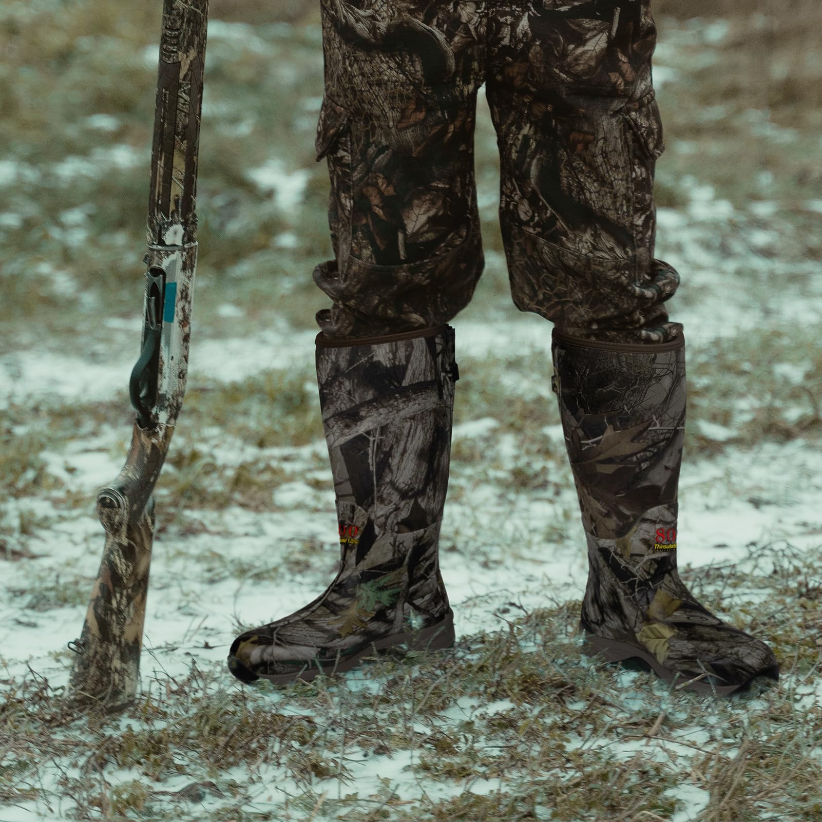 Gummi-Jagdstiefel für Herren mit 800 g Isolierung, wasserdicht, isoliert, 6 mm Neoprenschuhe für Outdoor-Jagd (Next Camo, Größe 39-42)