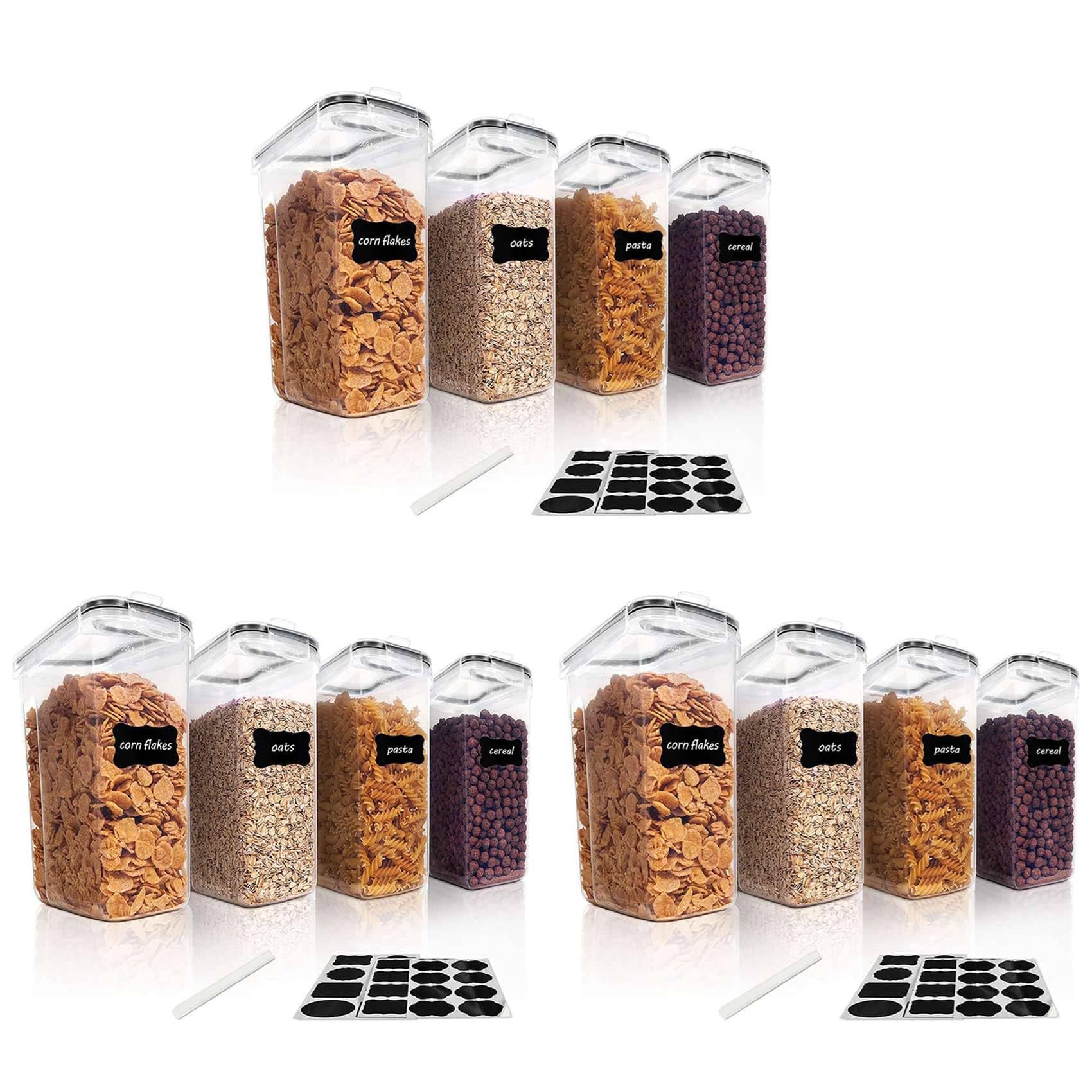 Hndhbfgrt 12Pcs Cereal Storage Container Set, PP Airtight Food Storage Containers 2.5L for Cereal, Snacks and Sugar