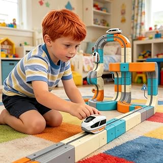 Elektrische 3D-Eisenbahn mit Looping, 66-teilig