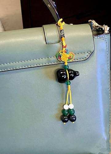 Vista 6 de Feng Shui - Colgante hecho a mano de obsidiana negra Wu LouHu Lu Calabash Calabash para coche o bolso para la buena suerte