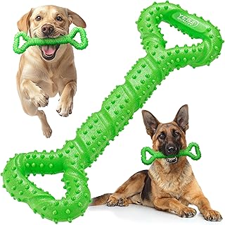 YES4QUALITY Dog Chew Toy - Durable Chew Bone for Medium & Large Dogs - 33 cm, Green - Tough Rubber Tug-of-War Bone Pet Toy for Aggressive Chewers - Bumpy Design for Puppy Teething