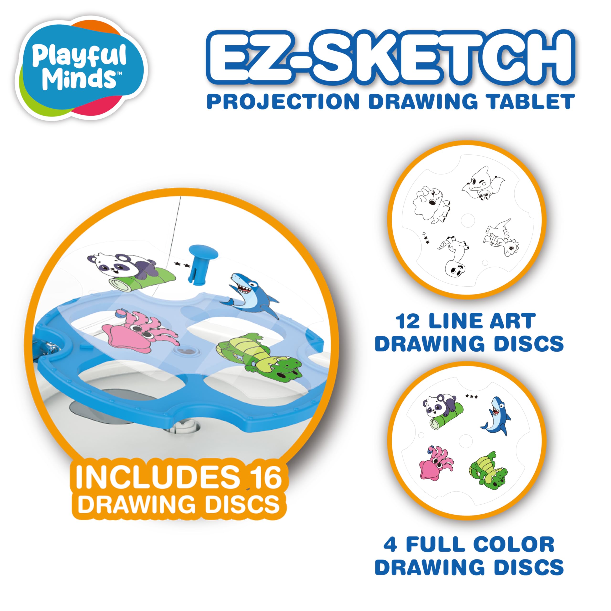 EZ Sketch - Tableta de dibujo proyector, 24 piezas, proyección de luz de rastreo y color para trazar y bocetar, incluye 64 personajes de dibujos animados rastreables, 6 marcadores 4