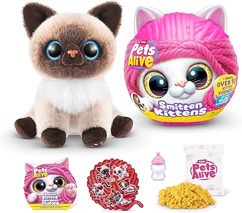 Miniatura 10 de Pets Alive Smitten Kittens Surprise (Gato Birmano Bonnie) de ZURU, Juguetes de Peluche Interactivos, Desembalaje, Adopción, 10 Sonidos