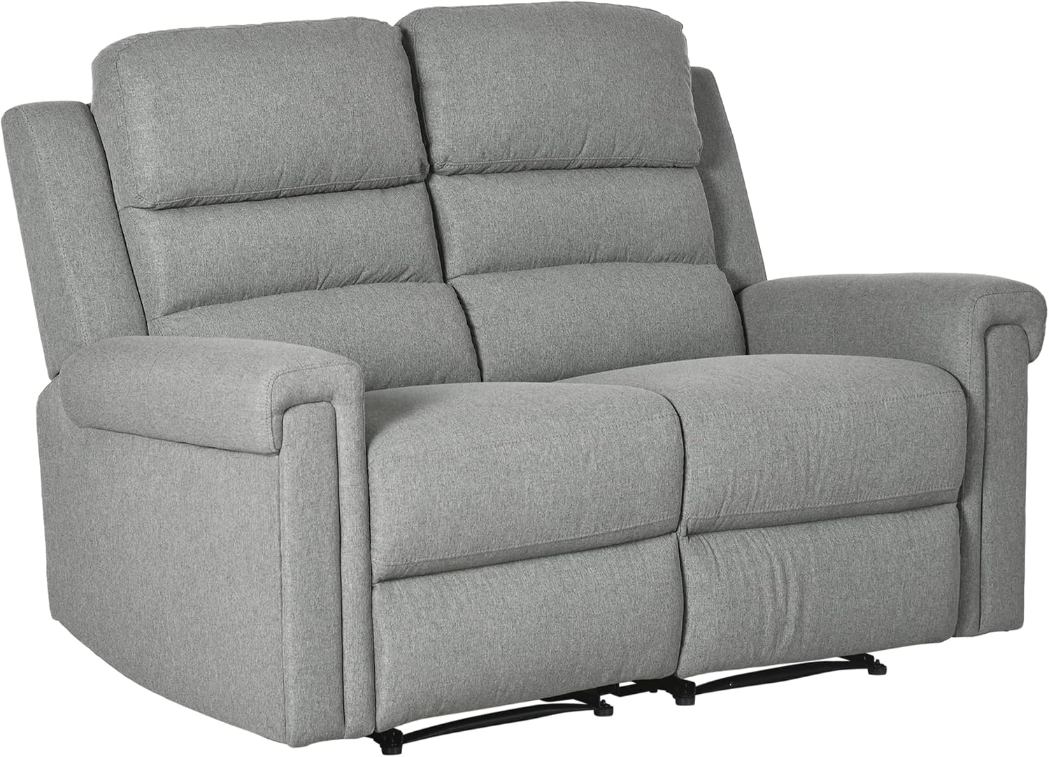 HOMCOM 2 Seater Recliner Sofa with Manual Pull Tab, Fabric Reclining Sofa, RV Couch, Home Seating, Gray