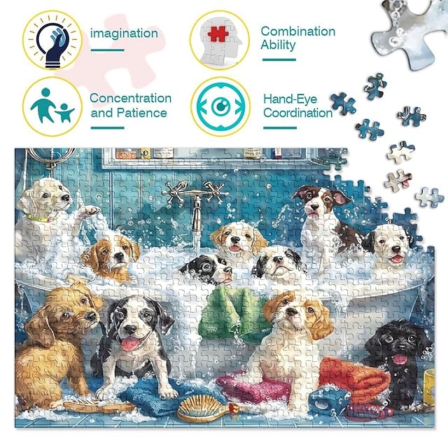 Foto 5 de 7 de Cachorros Baño Divertido 1000 Piezas Cachorros en Bañera Cartón Reciclado Ansiedad Reductor Adultos…